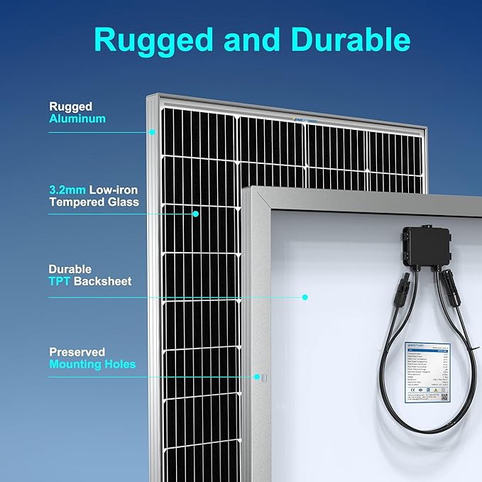 ACOPOWER Solar Panel 400W 24V Monocrystalline High-Efficiency PV Module Power Charger for RV Caravan Marine Camper Rooftop Farm Battery and Off Grid(2 * 200W)
