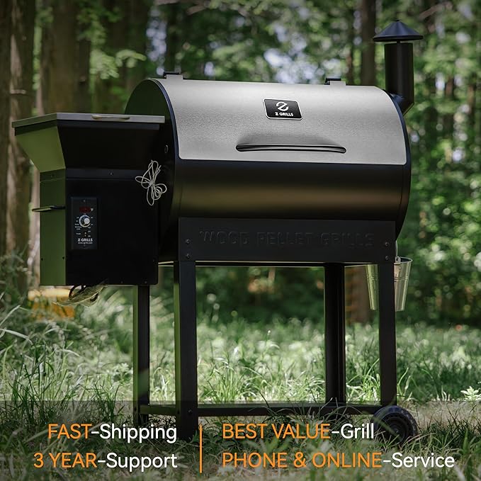Z GRILLS Wood Pellet Smoker Grill 8 in 1 BBQ Grill with Auto Temperature Control 697 sq in Cooking Area for Backyard Patio and Outdoor Cooking 7002E Sliver