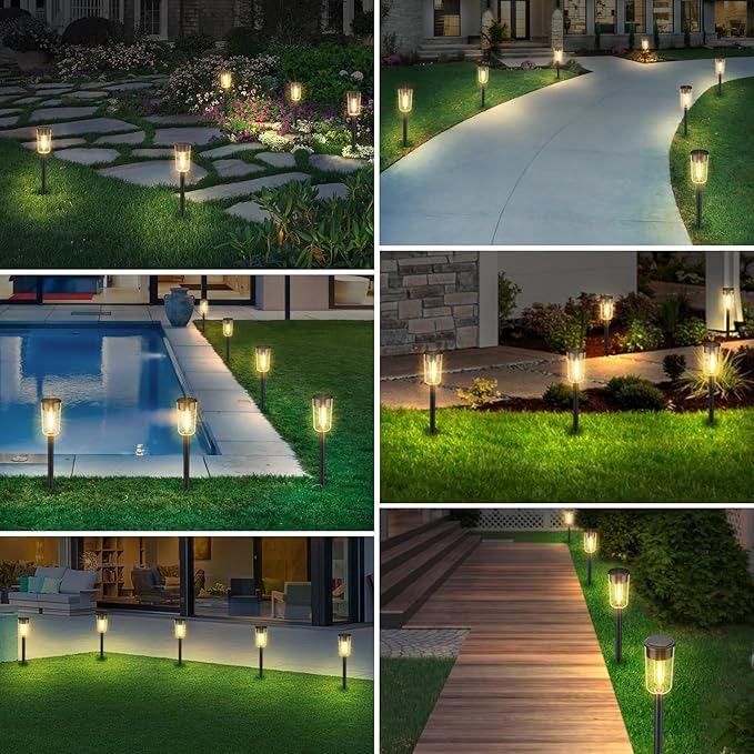 VISFLAIR 8 Pack Solar Pathway Lights Solar Lights Outdoor Waterproof Garden Stake for Outside Yard Landscape Path Walkway Driveway Lawn Decor