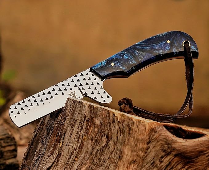 Cow Boy Knife Hand Forged Bull Cutter Knife with Sheath Best Gift for Girl Friend and Boy Friend. (Blue)
