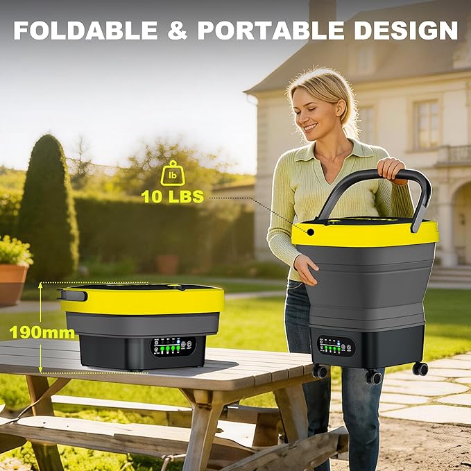 Litekon Portable Cordless Washer 2x5.0Ah Battery 4 Adjustable Model with 4.5Gal Tank 10FT Hose 6-in-1 Nozzle for Car WasherPatioCamping