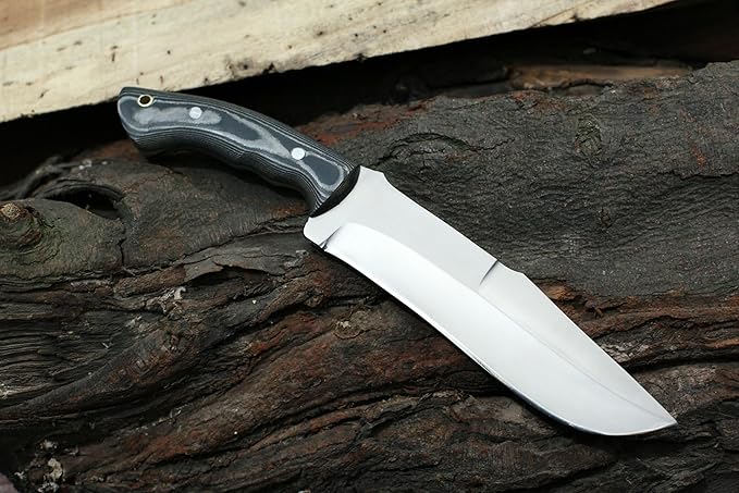 GCS Handmade D2 Steel Hunting Knife with Micarta Handle Full Tang Blade and Leather Sheath for Hunting Hunting Camping Survival EDC-GCS 959