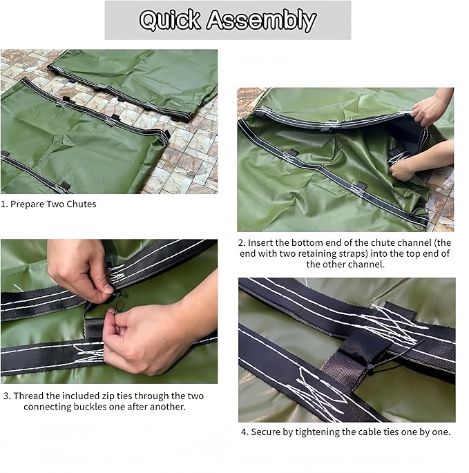 Heavy-Duty 10Ft Construction Chute Section with 12 Load-Bearing Cable TiesExtra Thick Double-Layer Material Trash ChuteMulti Connect Debris Chute for Removal of Construction Waste