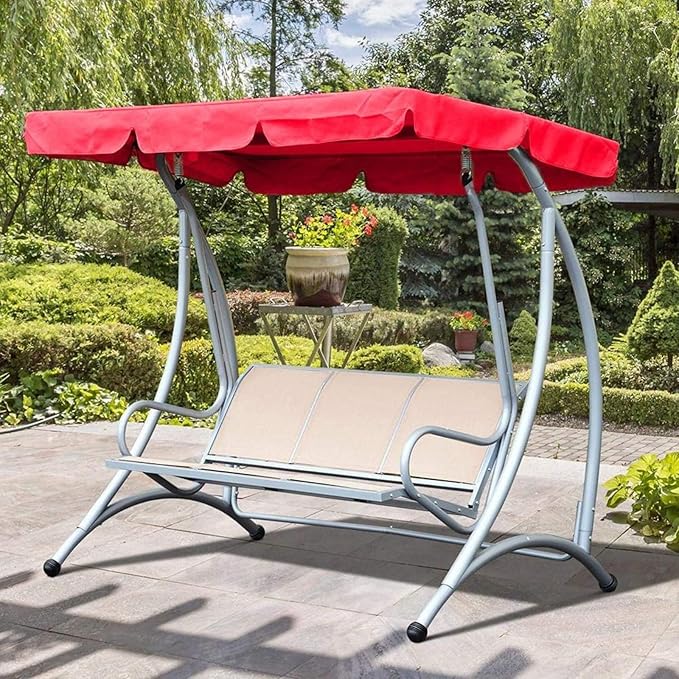 Outdoor Swing Chair Canopy Replacement Waterproof 210D Canopy for 2/3 Seater Swing Seat Sun Shade Top Cover for Garden Swing Chair Durable and UV Resistant