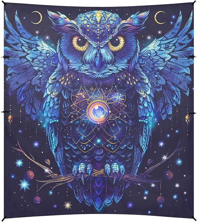 ALAZA Boho Owl on The Tree Beach Tent Sun Shelter Portable Canopy Sunshade for Outdoor Camping Picnics Backyard Fun 10x9 ft