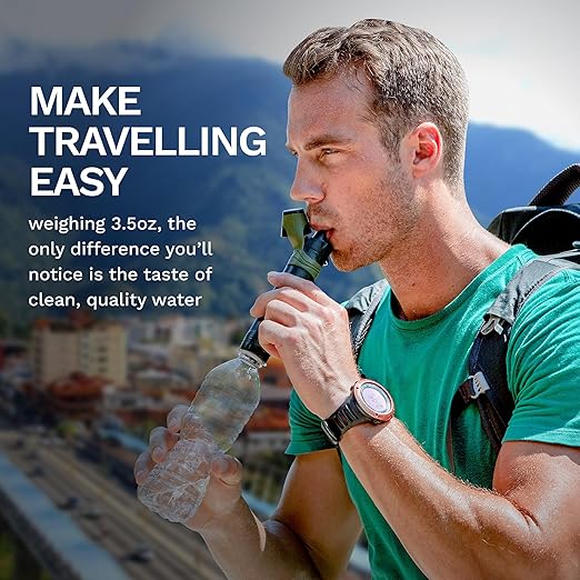 Survivor Filter Emergency Water Straw – USA-Tested – 0.05 Micron Filtration – Portable Outdoor Water Filter for Camping &amp Hiking - No Expiration