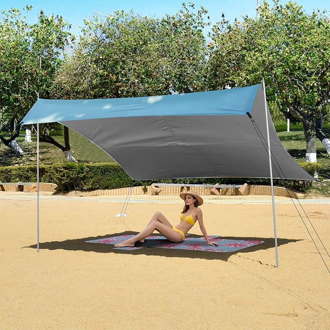 ALAZA French Bulldog Playing_Ball in The Beach Beach Tent Sun Shelter Portable Canopy Sunshade for Outdoor Camping Picnics Backyard Fun 10x9 ft