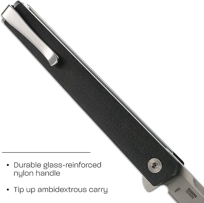 CRKT CEO Everyday Carry EDC Pocket Folding Knife with Liner Lock: AUS 8 Plain Edge Blade Glass-Reinforced Nylon Handle Reversible Pocket Clip 7097