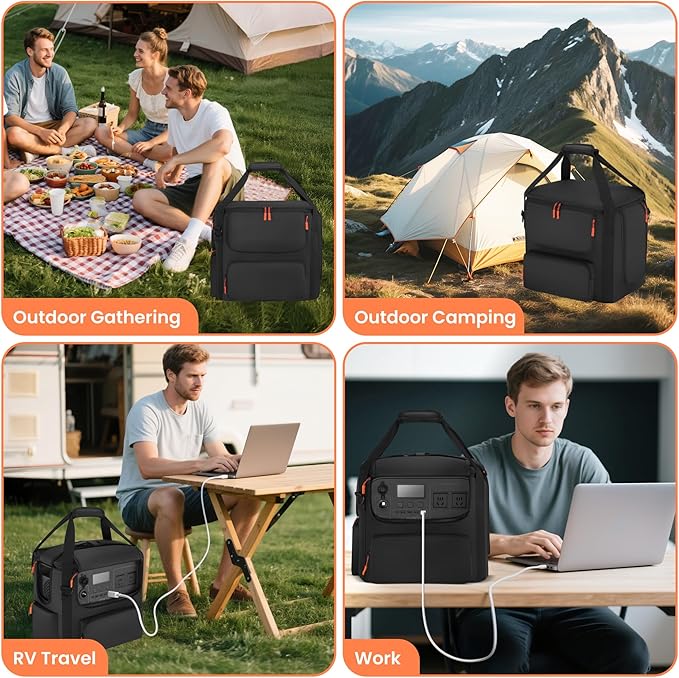Portable Power Station Carrying Bag Compatible with BLUETTI AC180 Power Station Storage Case for Charging Cable and Accessories (BLACK Without Retractable Handle)