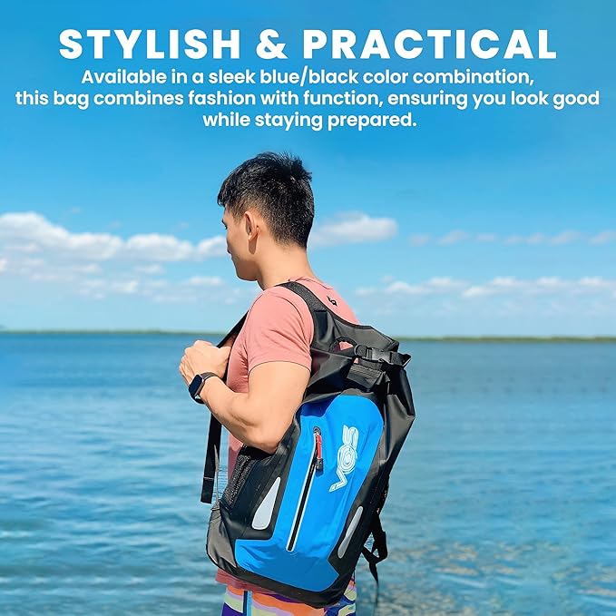 VOS Waterproof Premium Dry Bag | All-purpose Lightweight Dry Storage Backpack for Travel Swimming Boating Kayaking Camping Beach (Blue/Black)