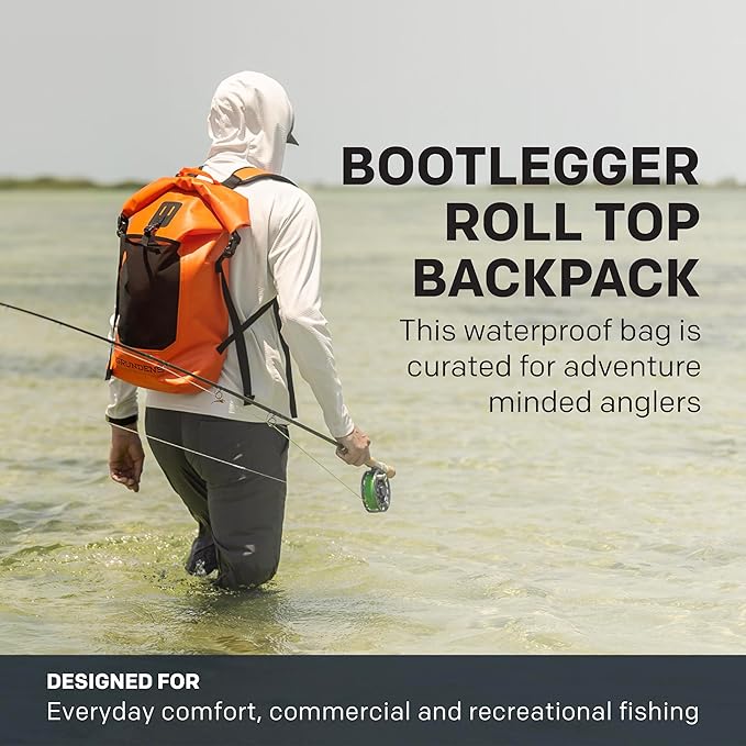 Grundéns Bootlegger Roll Top Backpack | Waterproof 30L Red Orange