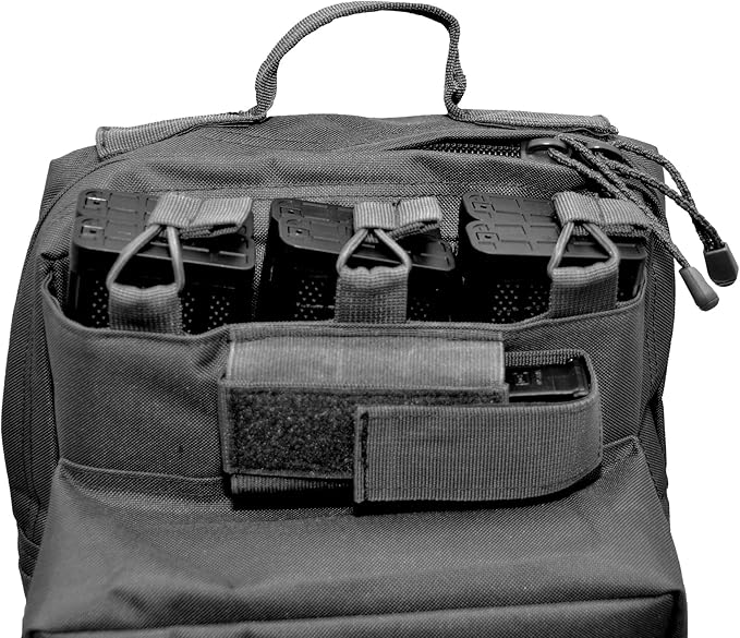 Tactical Backpack Range Bag Hydration Water Bladder Outlet Magazine Pouches 5 Compartment for Range Bag Bug Out Hiking (Black)