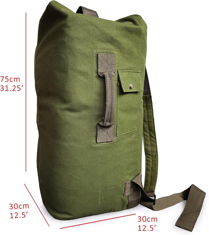 Top Load Backpack Travel Camping Large Bag Tactical Military Match Duffel Bag Double Strap Canvas Backpack Army Green Carryall Bag 31