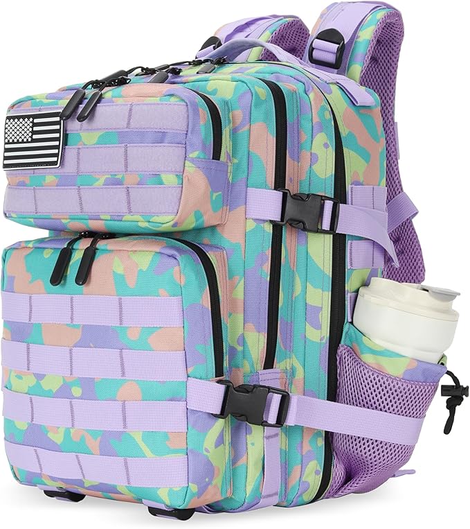 Lovelinks21 25L Tactical Military Backpack Small Travel Backpack for Men and Women Assault Pack Bug Out Bag Molle Daypack Gym Backpack with Bottle Holder (Color Camo)