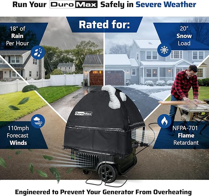 DuroMax DMX-GTV Inverter Generator Running Cover – Weatherproof Vinyl Canopy for Inverter Generators Fire- &amp Wind-Resistant Universal Fit Protection