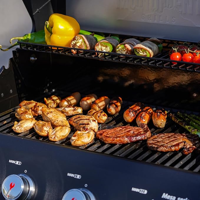 Monument Grills 4+1 Outdoor Barbecue Stainless Steel 4 Burners &amp 1 Side Burner Propane Gas Grill 52000 BTU Patio Garden Barbecue Grill with Knob Controls Mesa425 Black