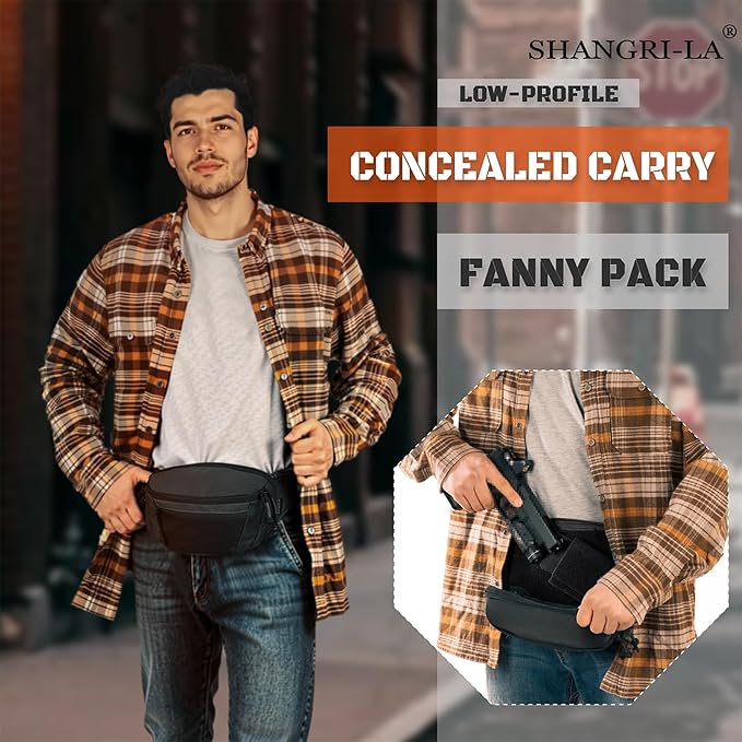 SHANGRI-LA Tactical Fanny Pack for Men and Women Low-Profile Waist Bag Holster Included Multi-Use for Hiking Travel EDC