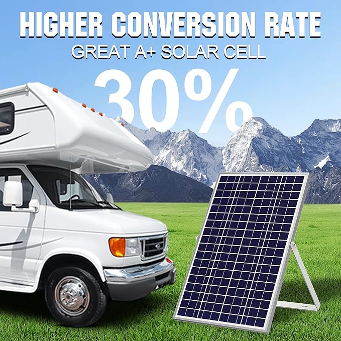 SOLPERK Solar Panel Kit 30W 24V Intelligent Waterproof 10A PWM Controller Home Outdoor Solar Battery Charger for RV Car Boat Marine Tractor Camping 24 Volt Batteries Solar Panel Charger (30W 24V)