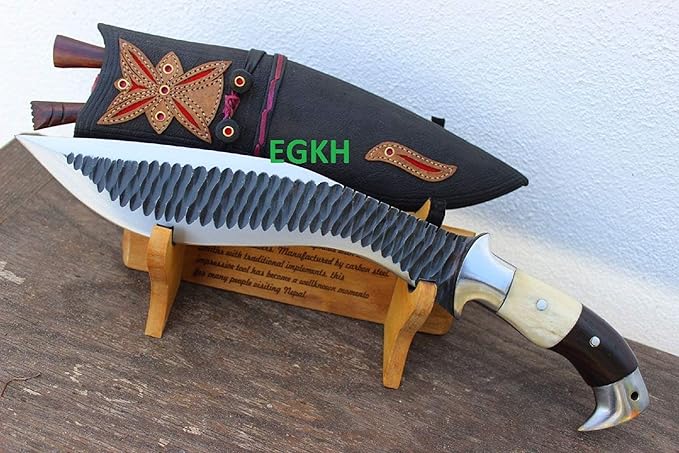 12 Inches Eagle Survival Rust Free Kukri - Custom Made Khukuri - Best Survival Handmade Tools Knife - High Carbon Steel 5160 Spring Steel Blade with Rosewood and Water Buffalo Bone Handle