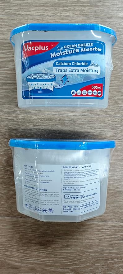Vacplus Moisture Absorbers 10.5 Oz Humidity Absorber Boxes Attracts Extra Moisture from Your Bathroom Closet Kitchen &amp Study Dehumidifier Odor Eliminator for Closet (Ocean Scent) 12 Packs