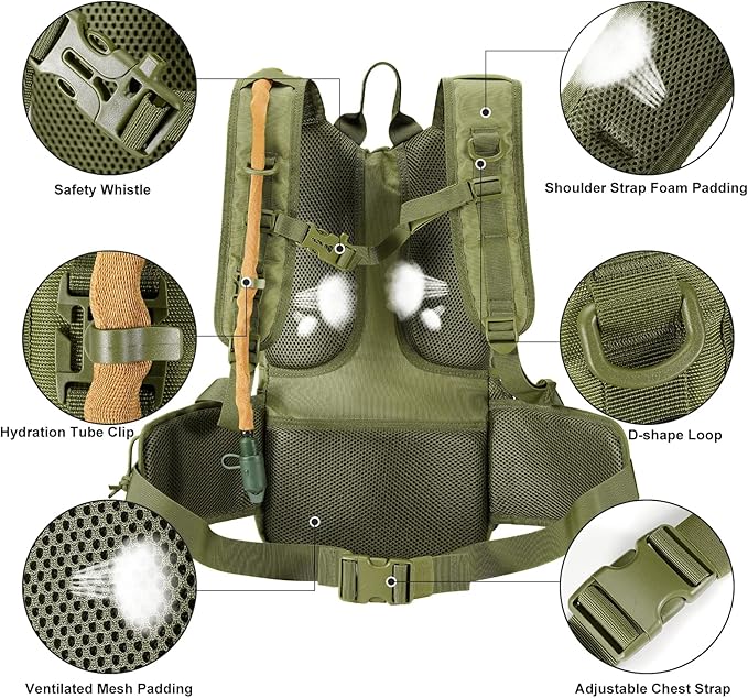 Tactical Hydration Pack Lightweight Insulation Water Backpack Molle Hydration Backpack for Hiking Running Cycling Climbing Hunting Fishing