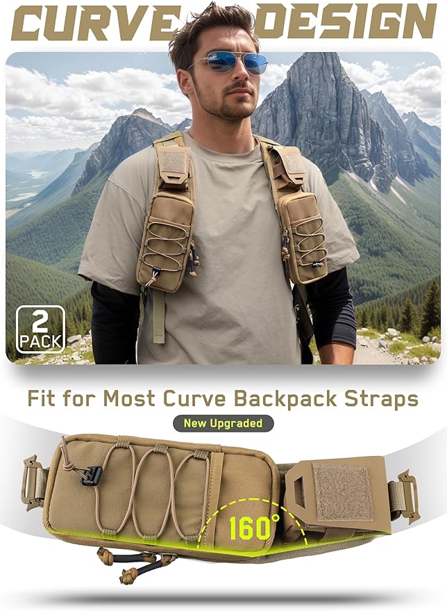 WYNEX Molle Backpack Accessories Pouch of Curve Design Version Tactical Backpack Strap Pouch Hiking Backpack Attachment Pack