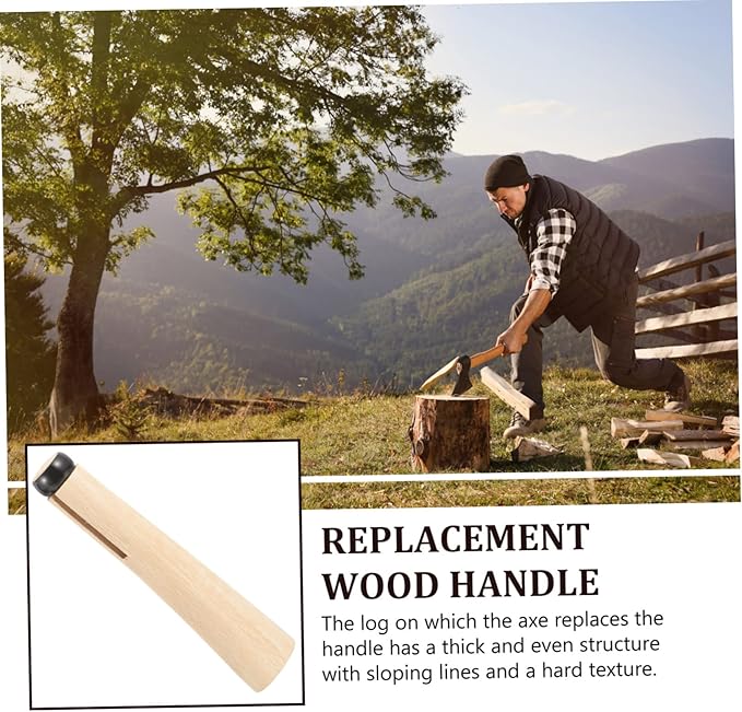 BESPORTBLE 2-Piece Wooden Handle Replacement for Hatchet and Axe Sturdy Oak Wood Grip for Wood Chopping and Outdoor Use