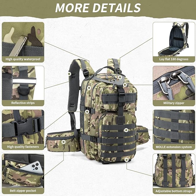 Camo hunting backpacksmall tactical backpack military backpack for men camping backpack 3-day bag(Camouflage)