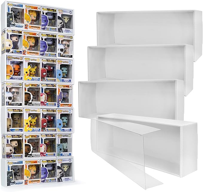 4X4 Version Display Case Compatible with Fnko Pop Boxes Stackable 4 Single Row with Transparent Cover to Protect Your Collection Against Dust (Holds 16 Pops)