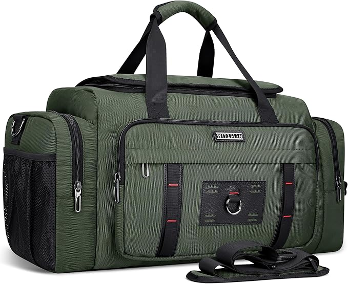 WITZMAN Duffle Bag for Men Large Overnight Carry On Weekender Bag with Shoe Compartment Sports Gym Duffle Bags for Traveling(B719 Army Green)