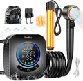 Upgraded Portable Shower with Heater 1500W Immersion Heated 8000mAh Rechargeable Camping Shower Pump with LED Display IPX8 Waterproof Lightweight Outdoor Shower Pump Kit for Hiking
