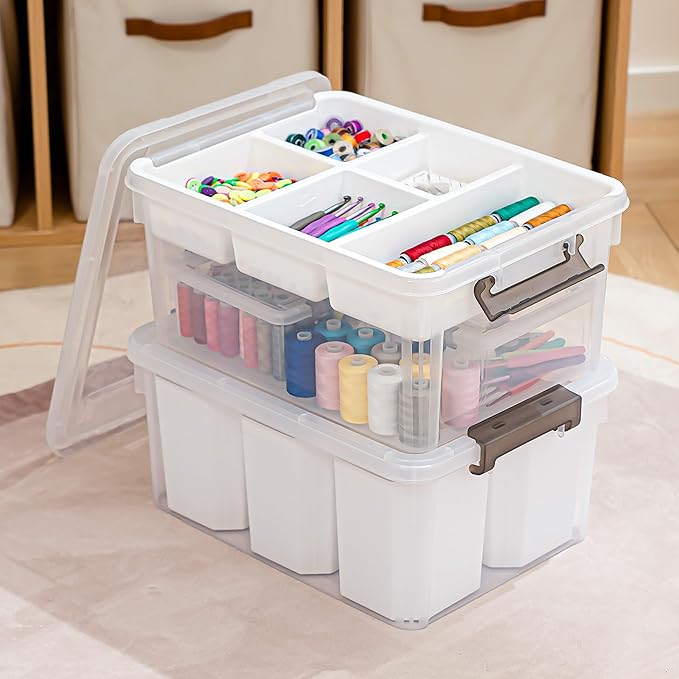 Citylife Craft Organizers 2 Pack-17 QT Clear white