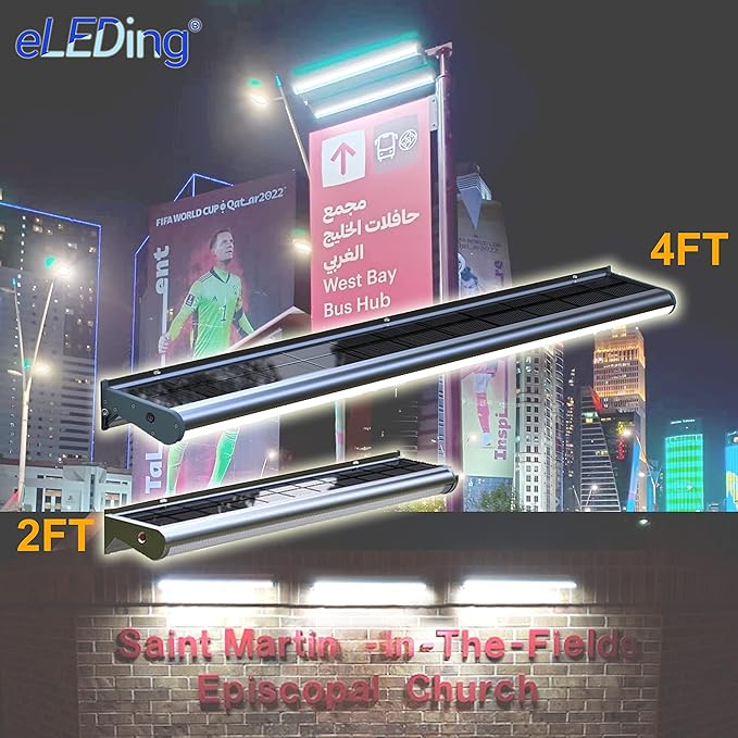 eLEDing Solar Powered Lights 48 LED Wall Light Outdoor Weatherproof Wireless Billboard Advertisement Sign Security Light for Patio Back Door Building Bus Stop