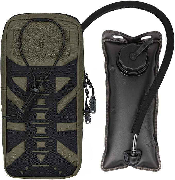 Tactical Hydration Pouch with Inner Bladder for 1L Water Bag Laser Cut MOLLE Hydration Pouch for Hiking Biking Running and Climbin 500D Nylon