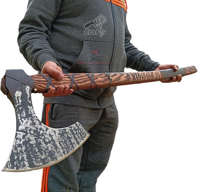 FS Crafts Viking Axe Hatchet Norse Axe- 40 Long Two-Handed Large Berserker Axe Forged Axe Bearded Dane Axe Norse Axe Scandinavian Style Viking Axe- with Sheath AXE005FR