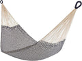 Handwoven Cotton Rope Hammock by Yellow Leaf Hammocks - Double Size Fits 1-2 PPL 400lb max - 100% Natural Cotton Easy to Hang Artisan Made - Color: Navy Blue - Off White