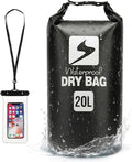 Soulsfeng Waterproof Dry Bag Backpack Roll Top Floating Dry Storage Bag with Phone Case Lightweight Dry Sack for Kayaking Boating Beach Travel Camping 20L Black