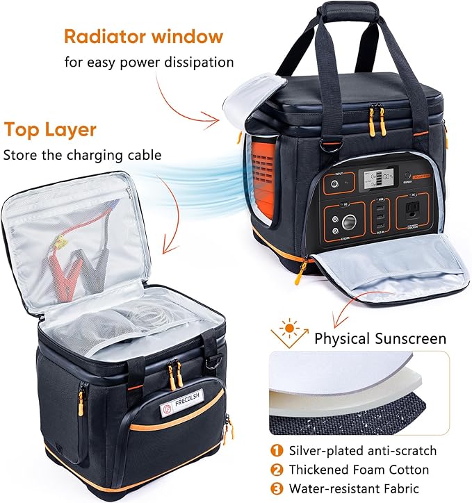 Double-Layer Travel Carrying Case for Jackery Explorer 500 – Portable Power Station Storage Bag with Molded Hard Bottom Side Ventilation and Front Pockets for Jackery Accessories &amp Solar Generat