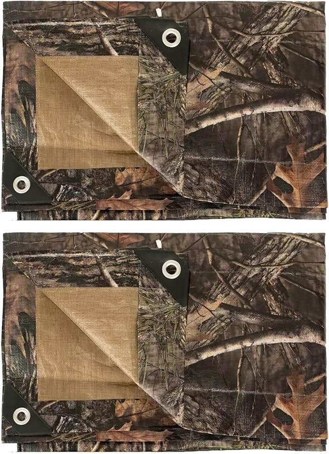 LOOGU Heavy Duty Waterproof Tarp Bionic Tree Camo Multi Purpose Poly Cover