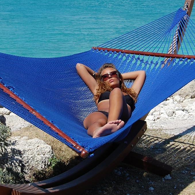 Jumbo Caribbean Hammock - 55 Inch - Soft-Spun Polyester - Dark Blue