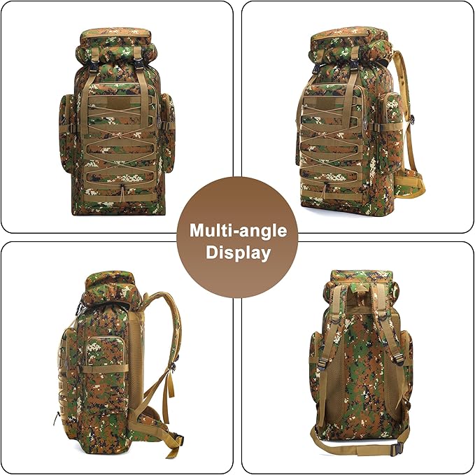 80L Outdoor Camping Backpack for Men Women Large Capacity Polyester Tactical Rucksack Hiking Travel Duffel Bags (D/Multicolor)
