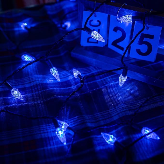 Dazzle Bright C6 Christmas String Lights 200 LED 66 FT Waterproof Connectable String Lights with Timer 8 Modes Christmas Lights for Indoor Outdoor Home Garden Yard Xmas Tree Decoration (Blue)