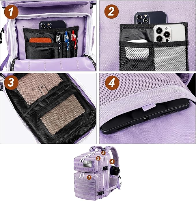 35L Hiking Tactical Backpack for Women Training Gym Fitness Bag Outdoor Camping Backpacks Travel Waterproof (Purple)