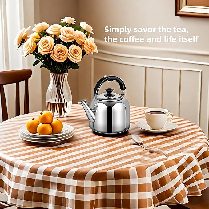 Whistling Stovetop Tea KettleFood Grade 316 Stainless SteelHot Water Fast to BoilStovetop Kettle with Ergonomic Handle4.2 Quart Capacity