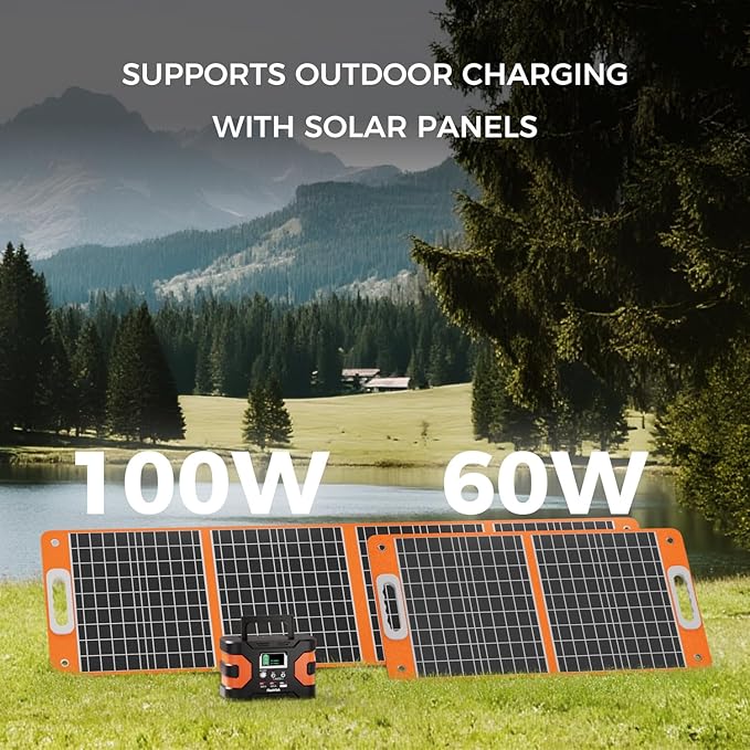 FF FLASHFISH 166Wh Portable Power Station 150W Solar Generator with AC/Quick Charge USB/DC Outputs Backup Power Battery Pack for Camping CPAP Travel Home Emergency
