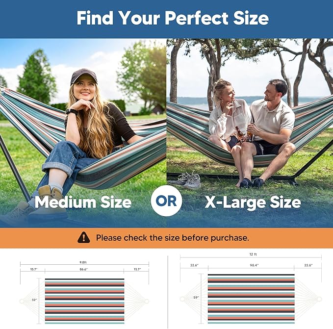 SUNCREAT Hammocks Outdoor Camping Double Hammock Extra Large 2 Person Hammock for Camping Green &amp Red