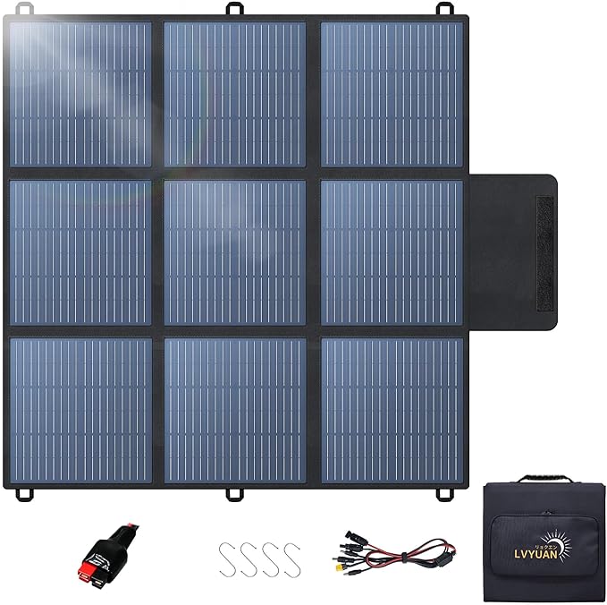 LVYUAN 200W Portable Solar Panel 24V Foldable Pillow-Sized Solar Panel IP64 Waterproof Upgraded 23% Efficiency for Solar Power Station Generator for Outdoor Camping Backpacking Hiking