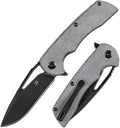 KANSEPT Kryo Pocket Knife 8.08in Folding Knives with 3.58in12C28N Steel Drop Point Blade and Denim Micarta Handle for Outdoor Tactical Survival and EDC T1001M1