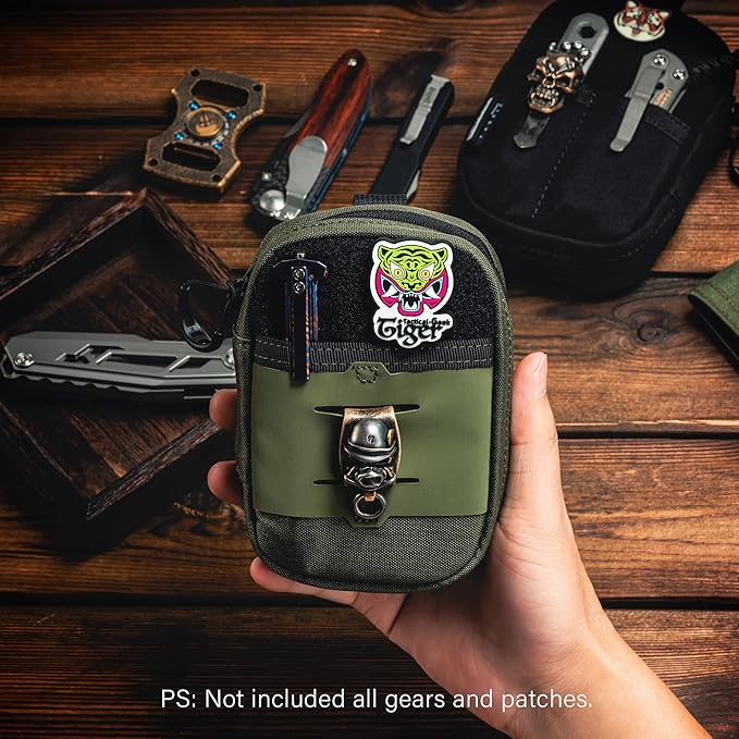 TACTICAL GEEK Block F Portable EDC Pouch Compact Waist Bag Molle Pocket Organizer Multi-Purpose Wallet Crafted from 500D Nylon for Versatile Gear &amp Card Storage-Black