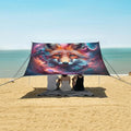 ALAZA Fox Head Galaxy Beach Tent Sun Shelter UPF50+ Protection Beach Shade Canopy w/ 4 Sandbags for Outdoor Camping Fishing Backyard Fun Picnic 10x9 ft
